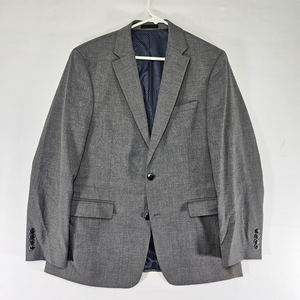 Van Heusen Men's Sport Coat Blazer Two Button Cool Flex Slim Fit Gray SRKSKN 40R
